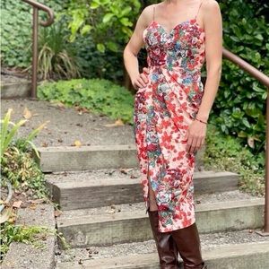 Dress, Draped, Spaghetti Straps, Strawberry Print, Size Medium